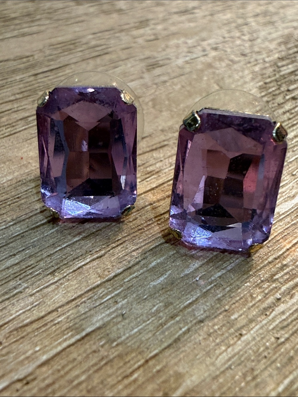 Park Lane Lavender Emerald-Cut Stud Earrings